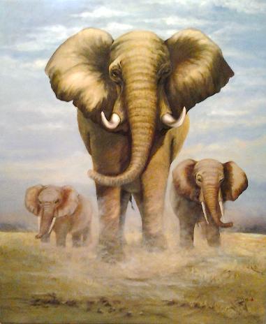 The Elephant, EL Elefante, Dilya Schauer, Big painting, African Elephant